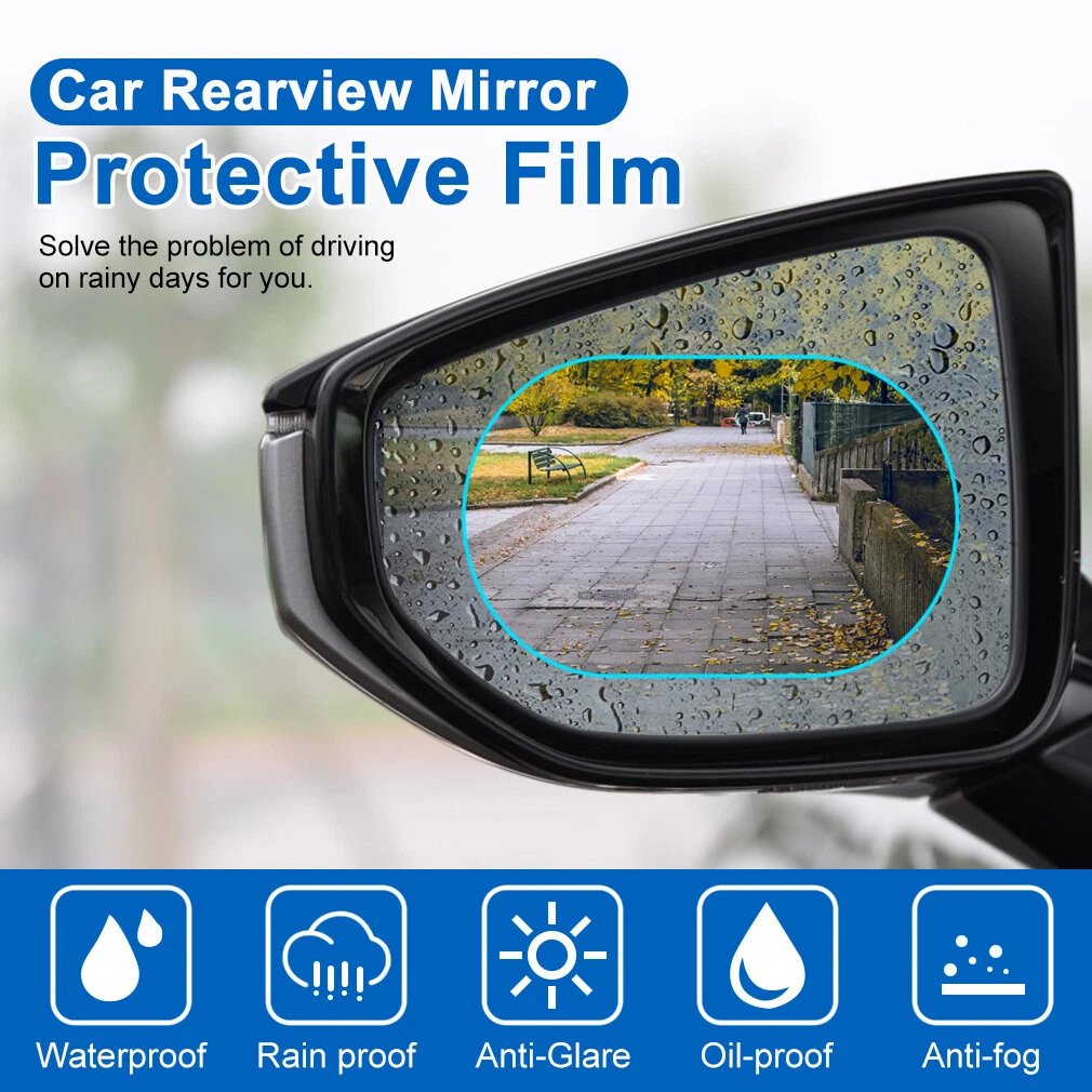 4Pcs Anti-Rain Rearview Mirror Film 🌧️ Drive Safely in Any Weather