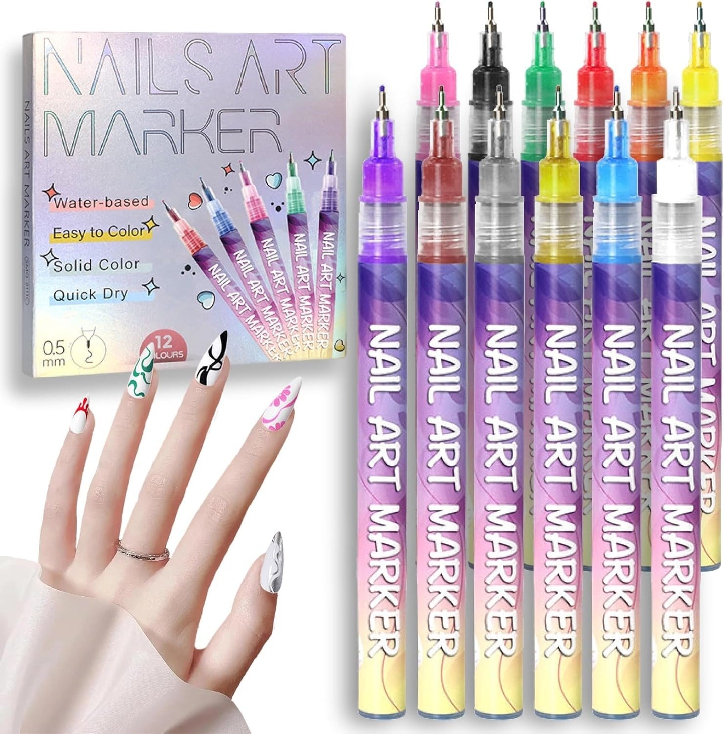 🎨12 Colors Nail Art Pens Set-New customer exclusive price 48% OFF