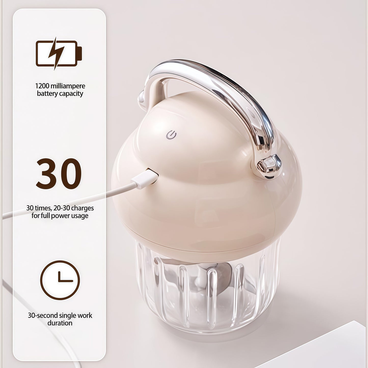 Multi-functional Electric Garlic Chopper, Portable Food Processor, Kitchen Ingredient Processor