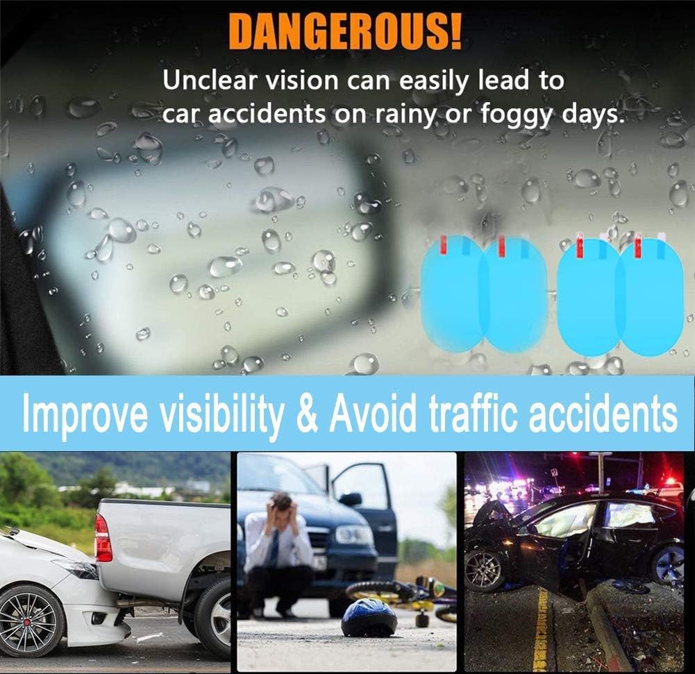 4Pcs Anti-Rain Rearview Mirror Film 🌧️ Drive Safely in Any Weather
