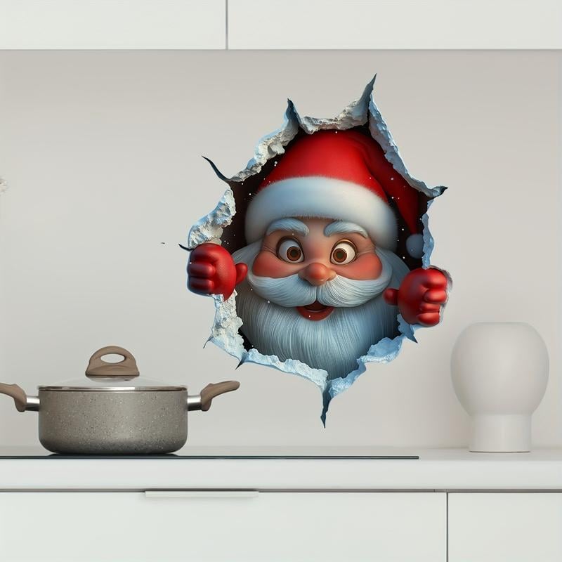 "Santa's Breaking In!" Christmas Wall Sticker 🎅 Funny Holiday Decor for Home 🎄