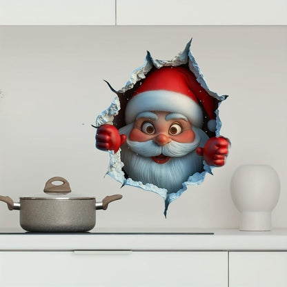 "Santa's Breaking In!" Christmas Wall Sticker 🎅 Funny Holiday Decor for Home 🎄