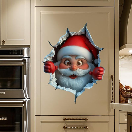 "Santa's Breaking In!" Christmas Wall Sticker 🎅 Funny Holiday Decor for Home 🎄