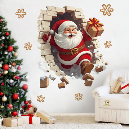 "Santa's Breaking In!" Christmas Wall Sticker 🎅 Funny Holiday Decor for Home 🎄