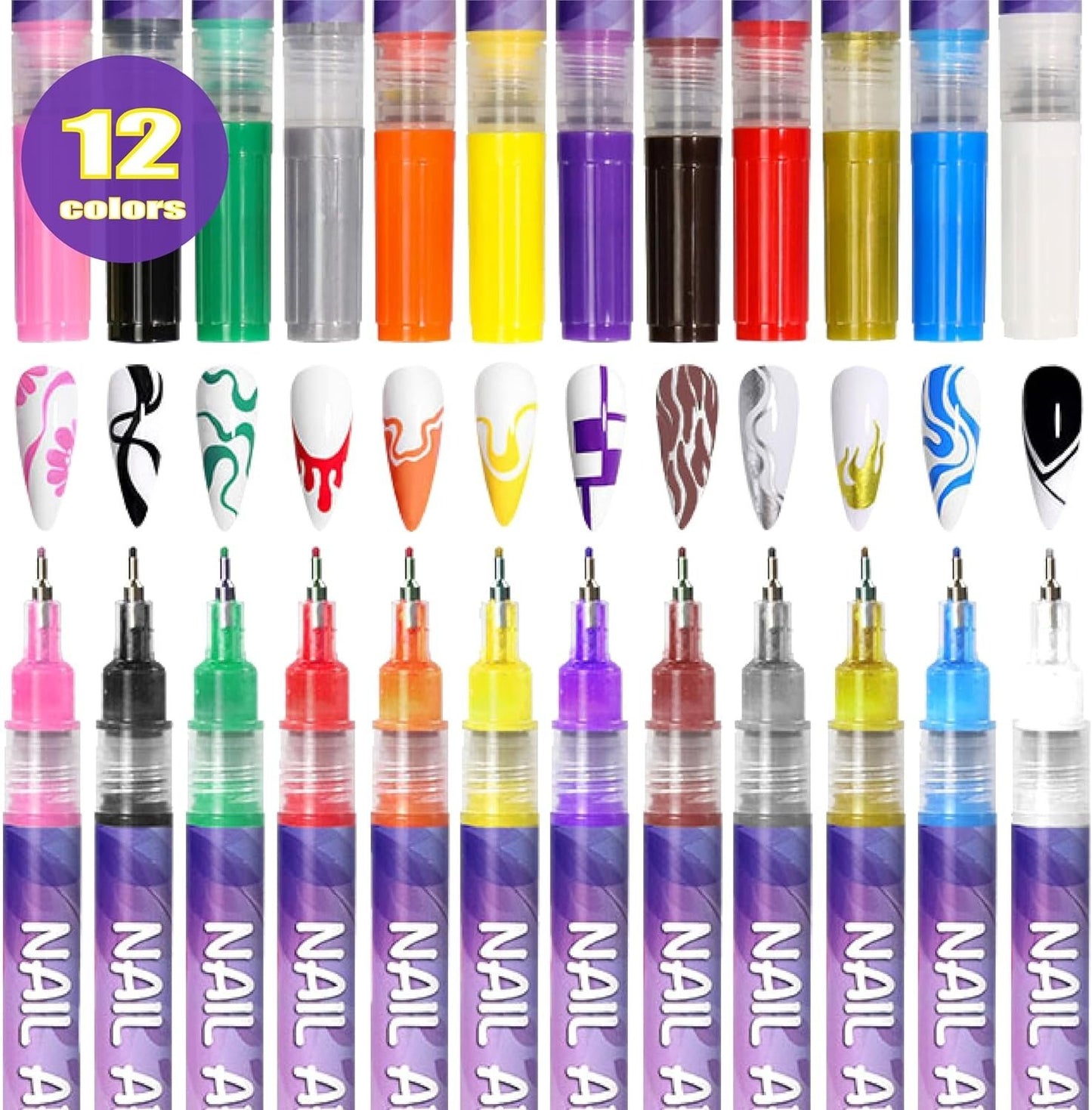 🎨12 Colors Nail Art Pens Set-New customer exclusive price 48% OFF