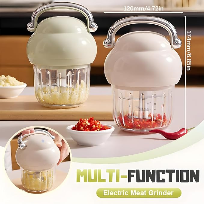 Multi-functional Electric Garlic Chopper, Portable Food Processor, Kitchen Ingredient Processor
