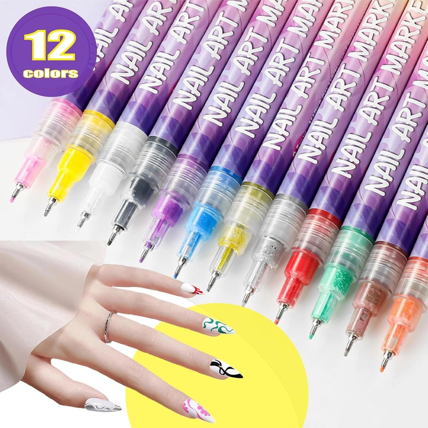 🎨12 Colors Nail Art Pens Set-New customer exclusive price 48% OFF