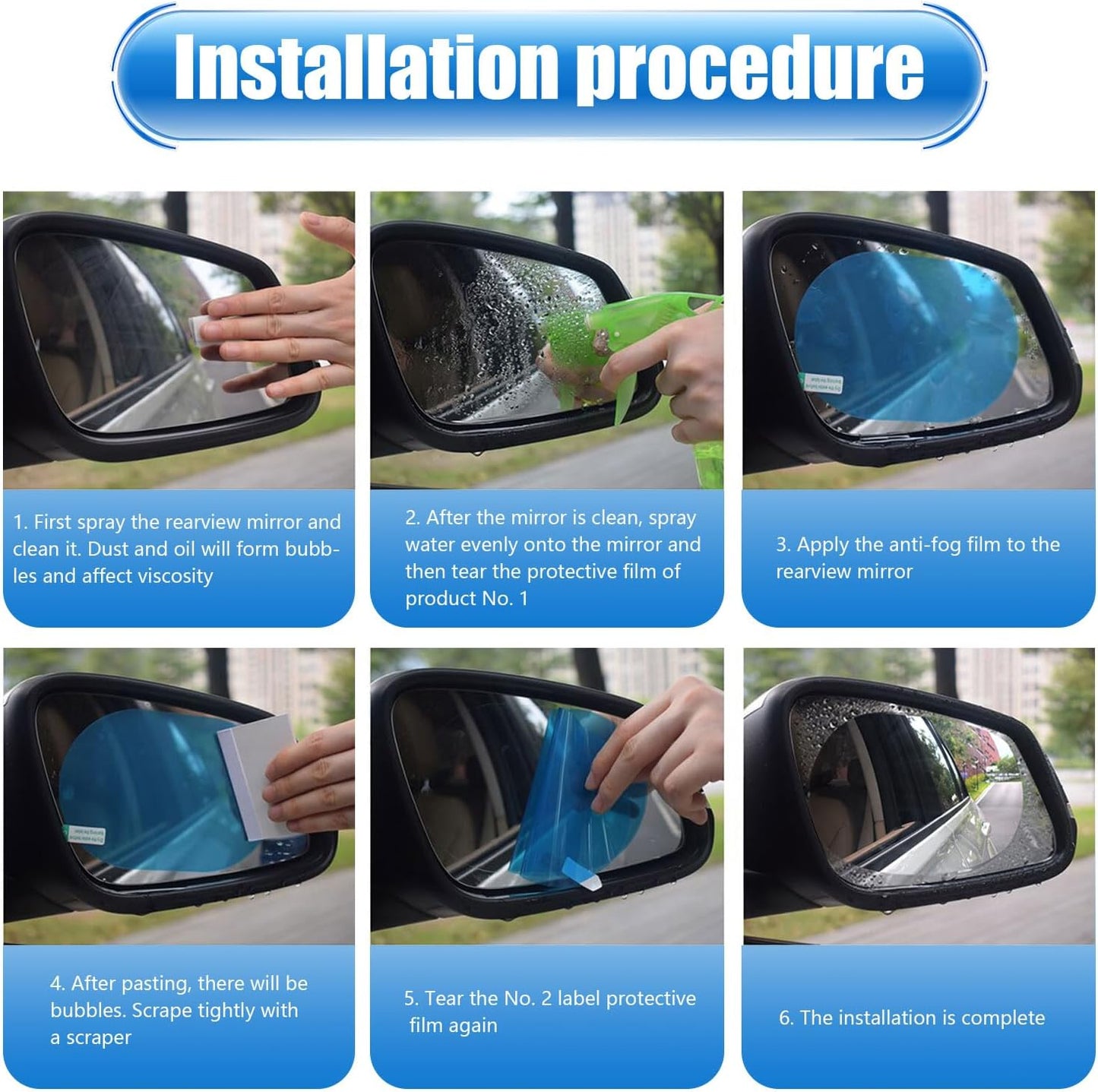 4Pcs Anti-Rain Rearview Mirror Film 🌧️ Drive Safely in Any Weather