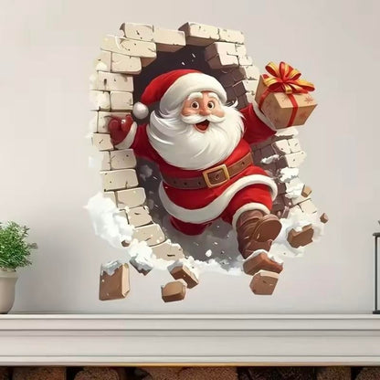 "Santa's Breaking In!" Christmas Wall Sticker 🎅 Funny Holiday Decor for Home 🎄